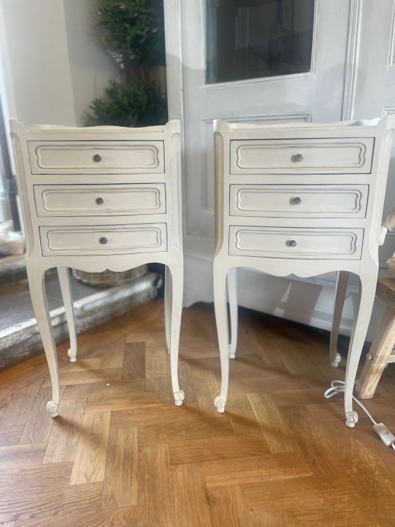 Elegant Three Drawer French Bedside Tables