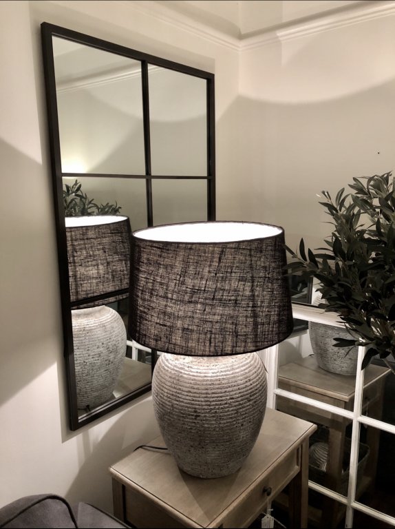 Black Window Paned Mirror