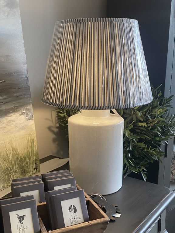 Off White Cracked Glaze Lamp Base / Table Lamp