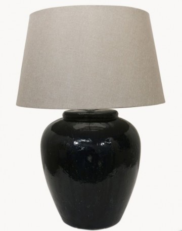 Glazed Lamp Base - Dark Blue