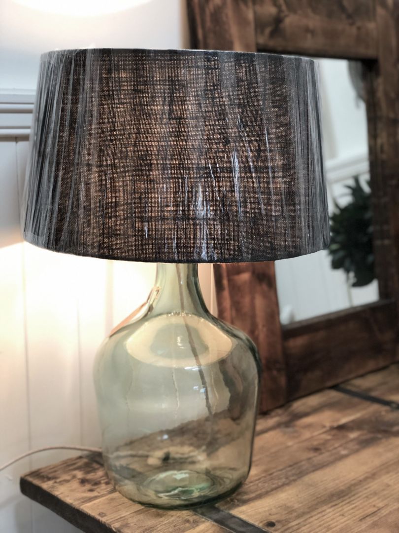 Large glass base shop lamp