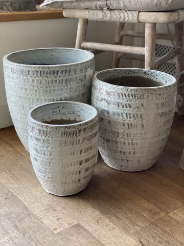 Set Of 3 Glazed Terracotta Pots (sold Individually)